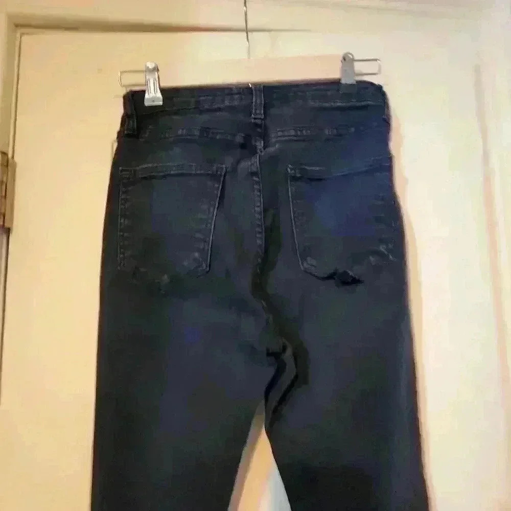 37. Ripped Stretch Black  skinny denim jeans with raw hem  by just black size 27 - Picture 6 of 8